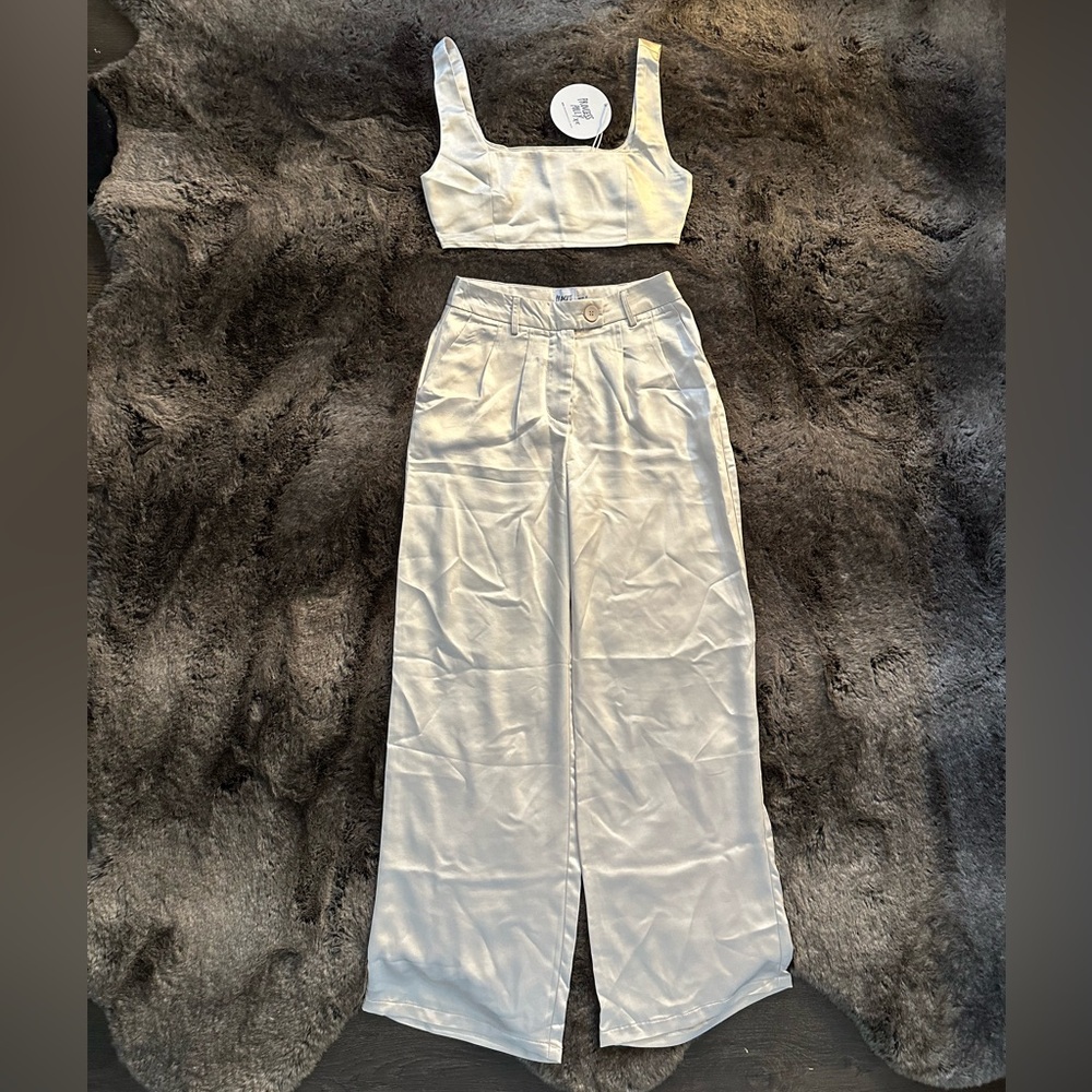 Satin Pant and Crop Top Set - BRAND NEW WITH TAGS
